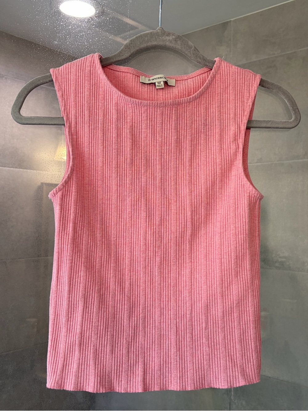 Francesca's Collections Ribbed Pink Sleeveless Tank